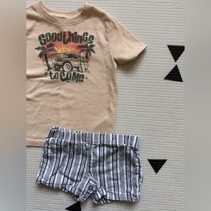 Carters|Baby gender neutral/toddler summer set-striped shorts & jeep graphic tee